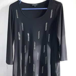 Black Rhinetone Tunic w Side Slits Sm